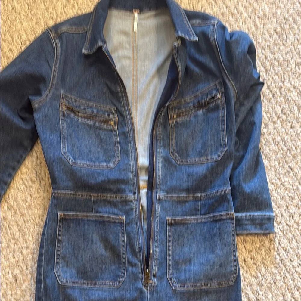 Free People Blue Denim Jumpsuit - Picture 2 of 6